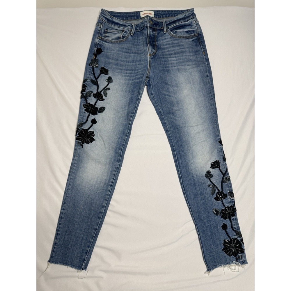 Driftwood Jackie‎ Floral Embroidered Skinny Stretch Denim Jeans Womens Size 28